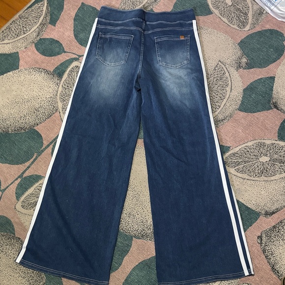 NWT Halara Wide Leg Flex Denim with White Stripes Size L - Picture 11 of 12